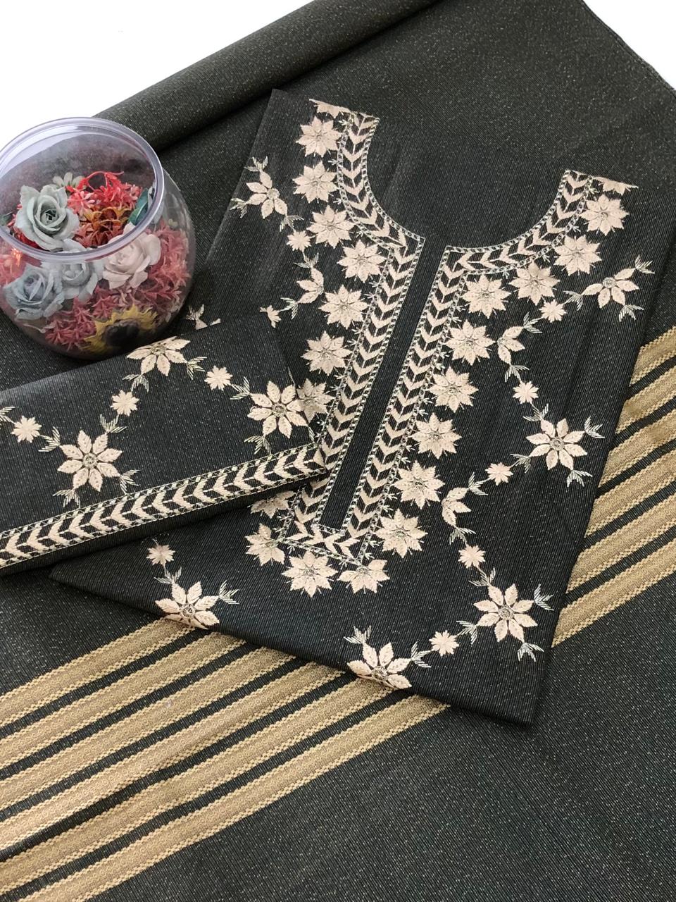 Cotton Khaddi Machine Embroidery 3pc Suit