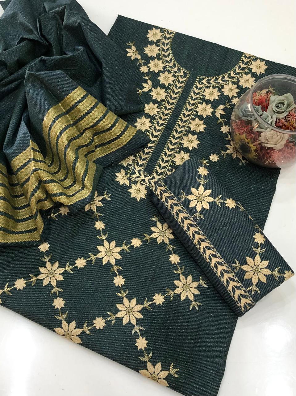 Cotton Khaddi Machine Embroidery 3pc Suit