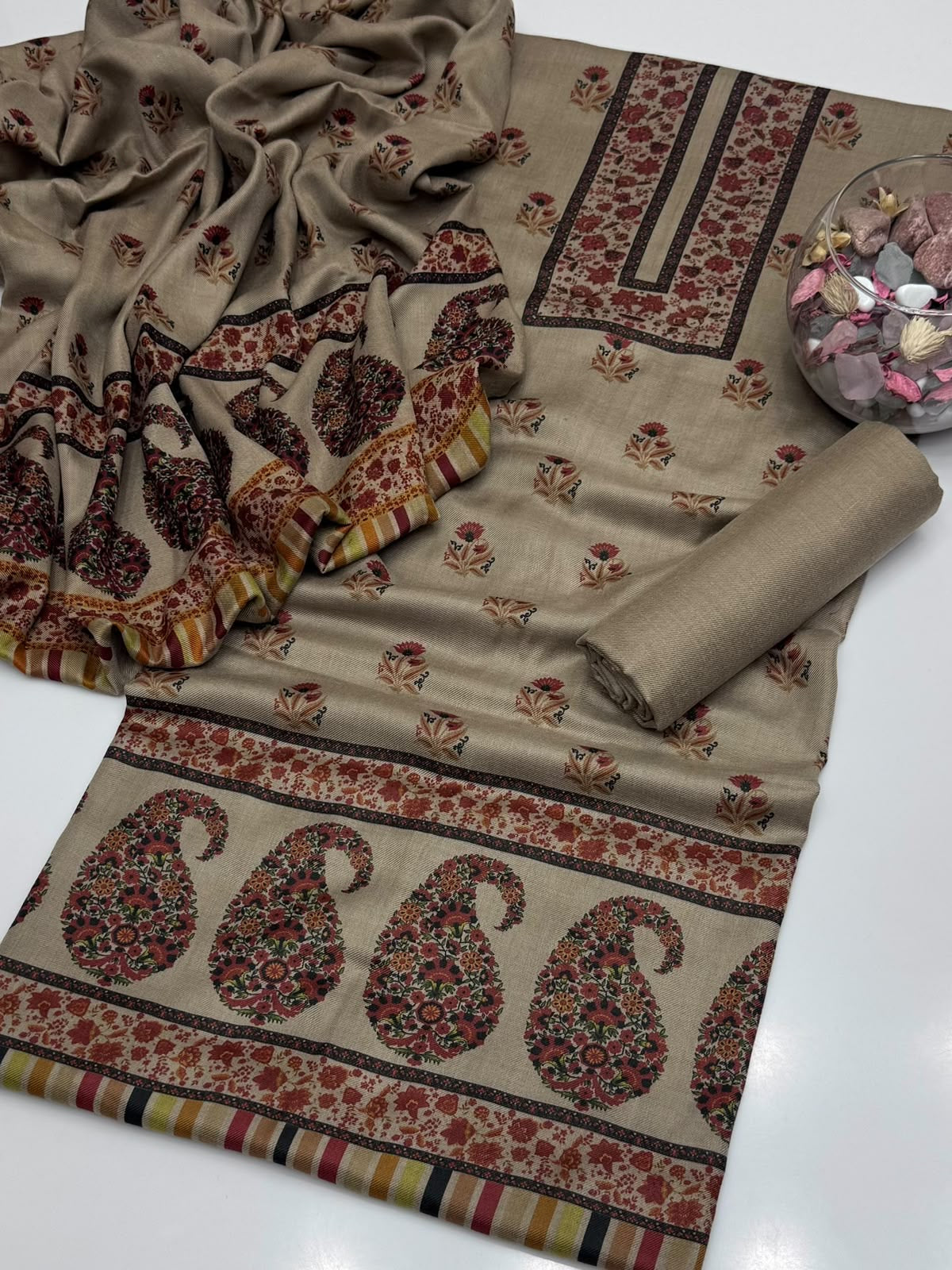Kalamkari Pashmina 3Pc Suit.