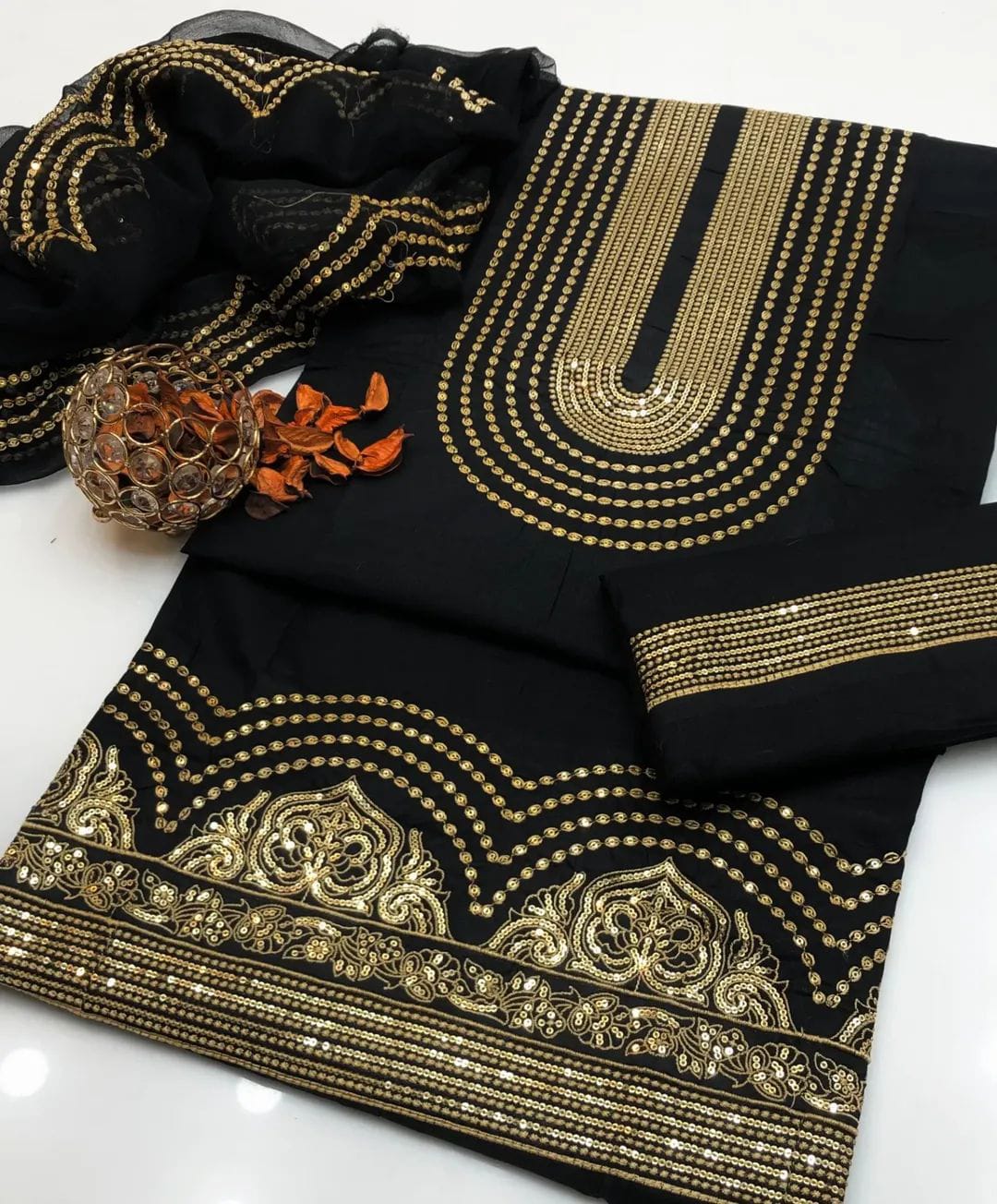 Cotton Machine Embroidered 3Pc Suit