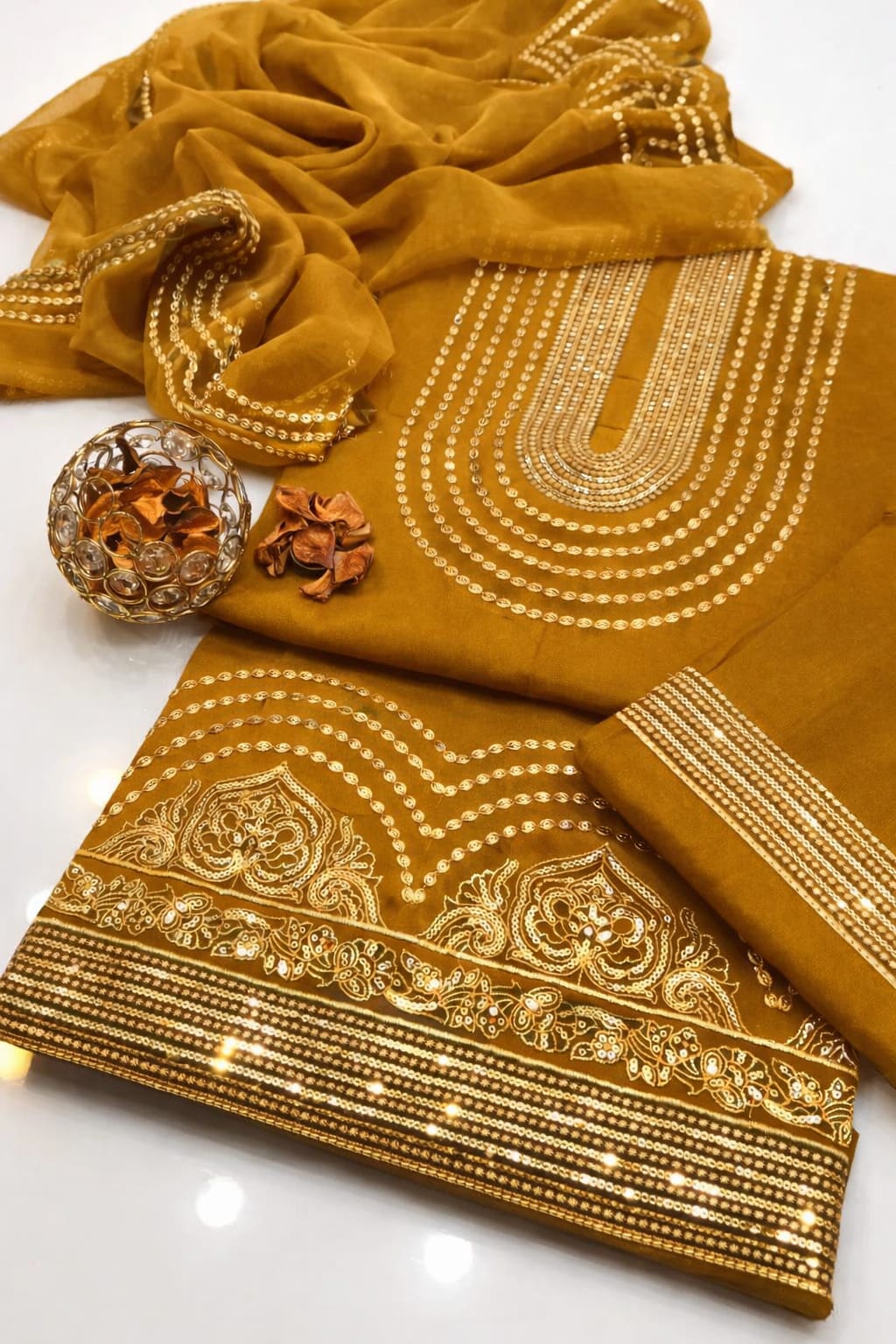 Cotton Machine Embroidered 3Pc Suit