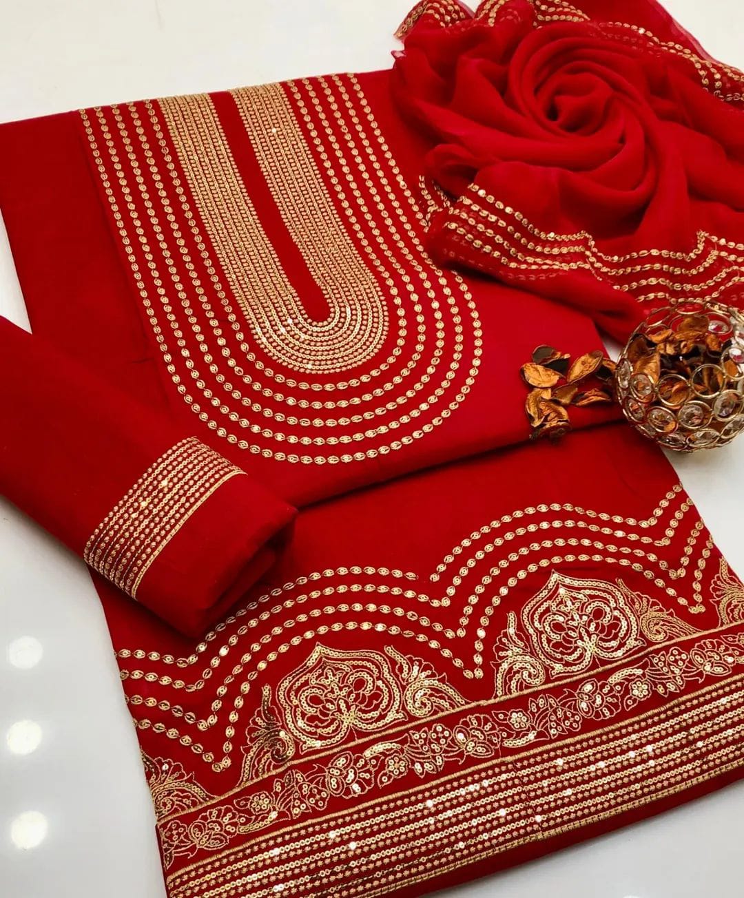 Cotton Machine Embroidered 3Pc Suit