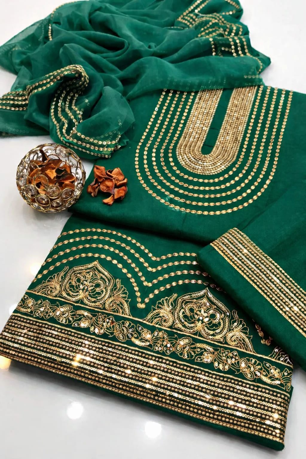 Cotton Machine Embroidered 3Pc Suit