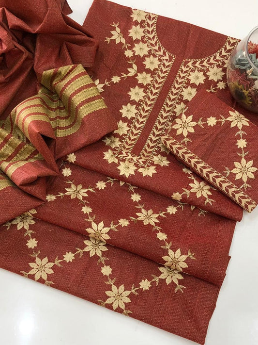 Cotton Khaddi Machine Embroidery 3pc Suit