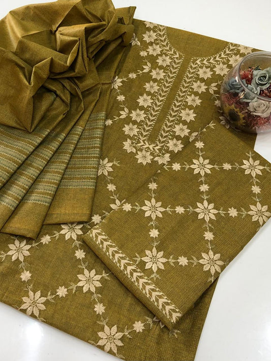 Cotton Khaddi Machine Embroidery 3pc Suit